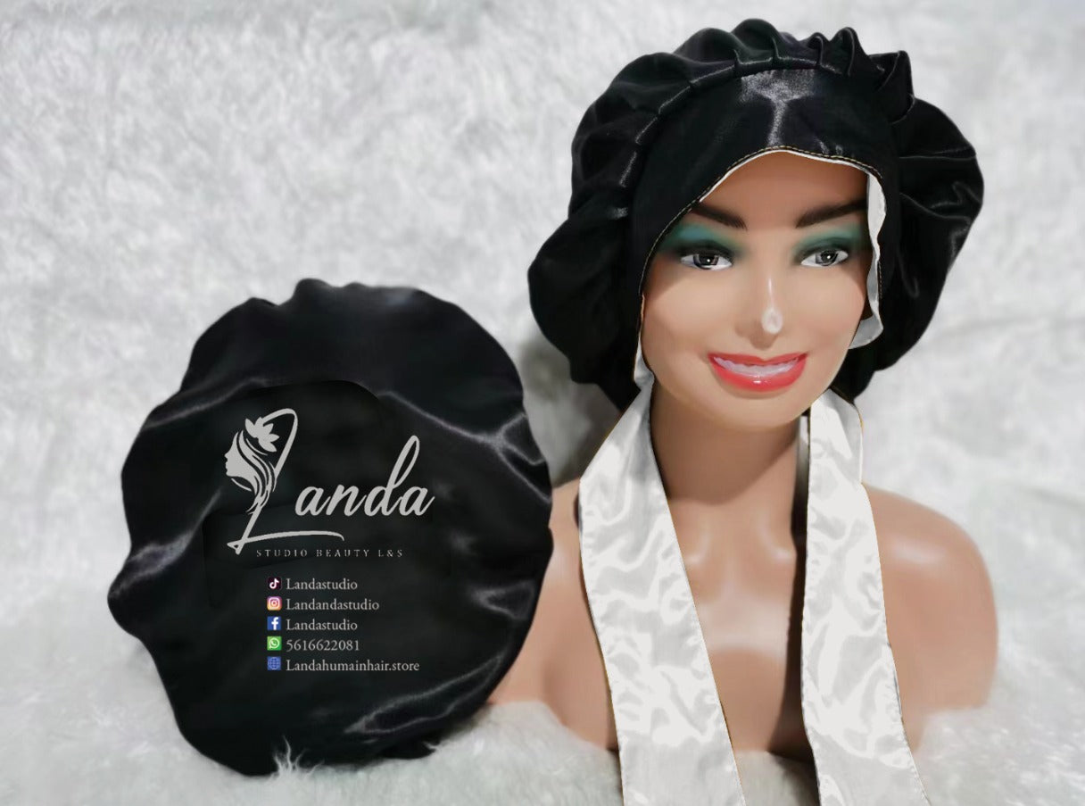 Satin bonnet for sleeping double