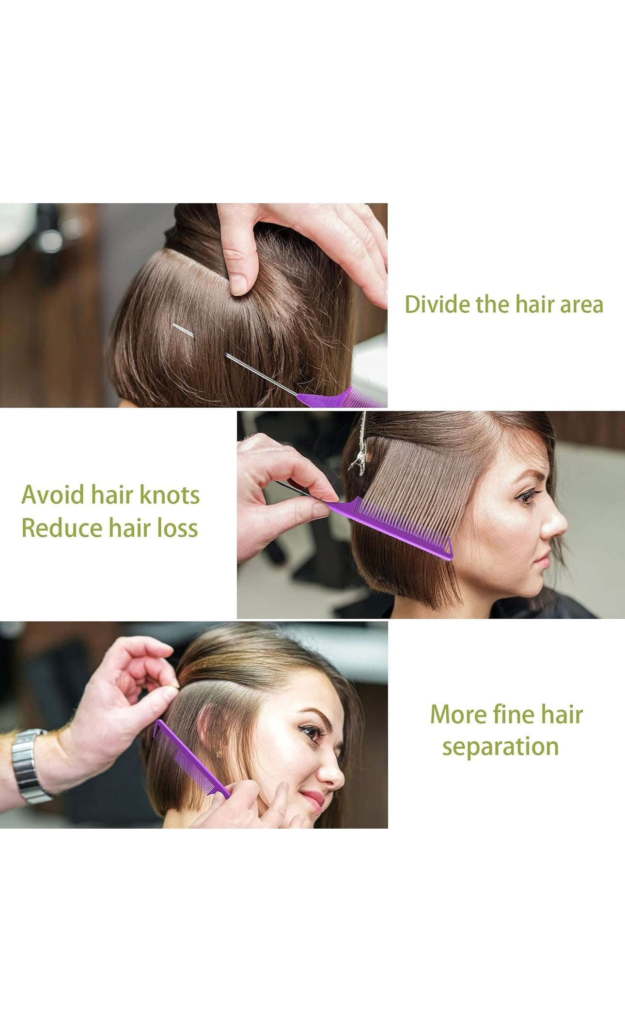 Teasing Styling with long steel pins for women and men parting for all Hair