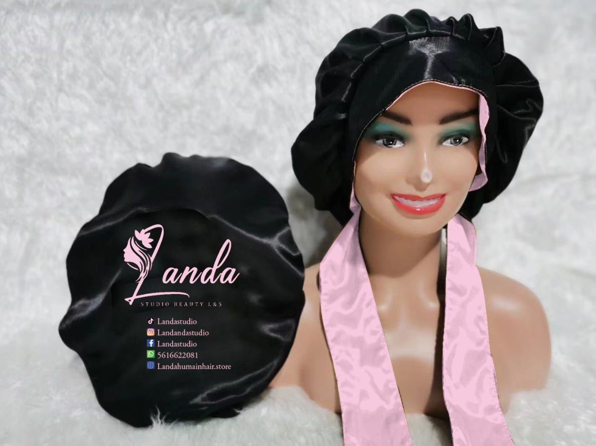 Satin bonnet for sleeping double
