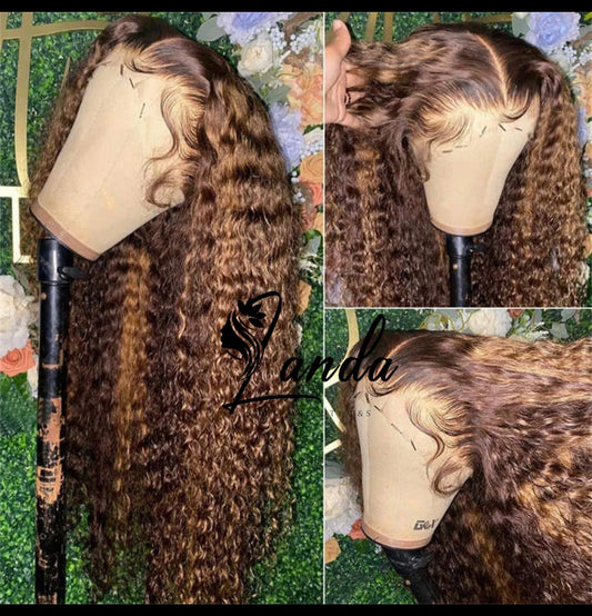 13x4 highlight ombre kinky curly lace frontal 22"