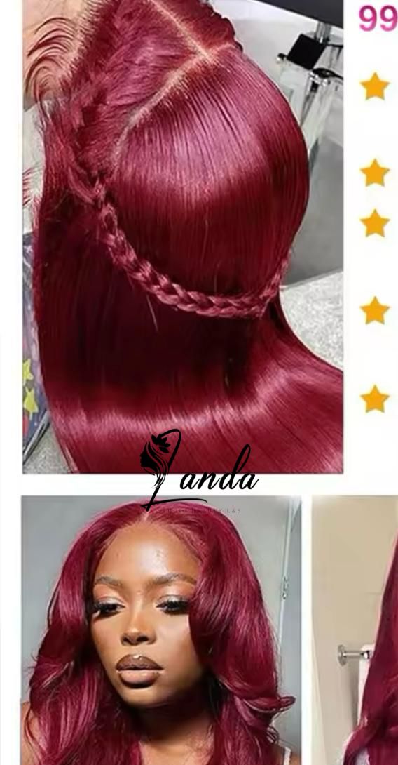 Straight lace front human hair Red 99j