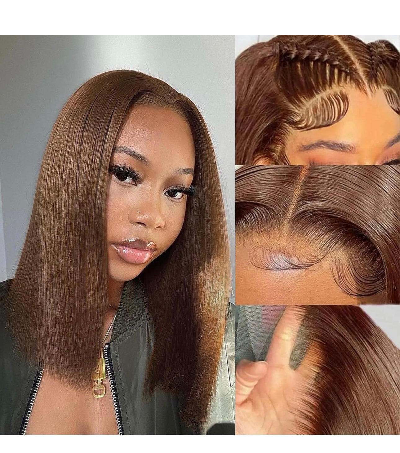 13x4 brown bob #4 lace human hair  wigs