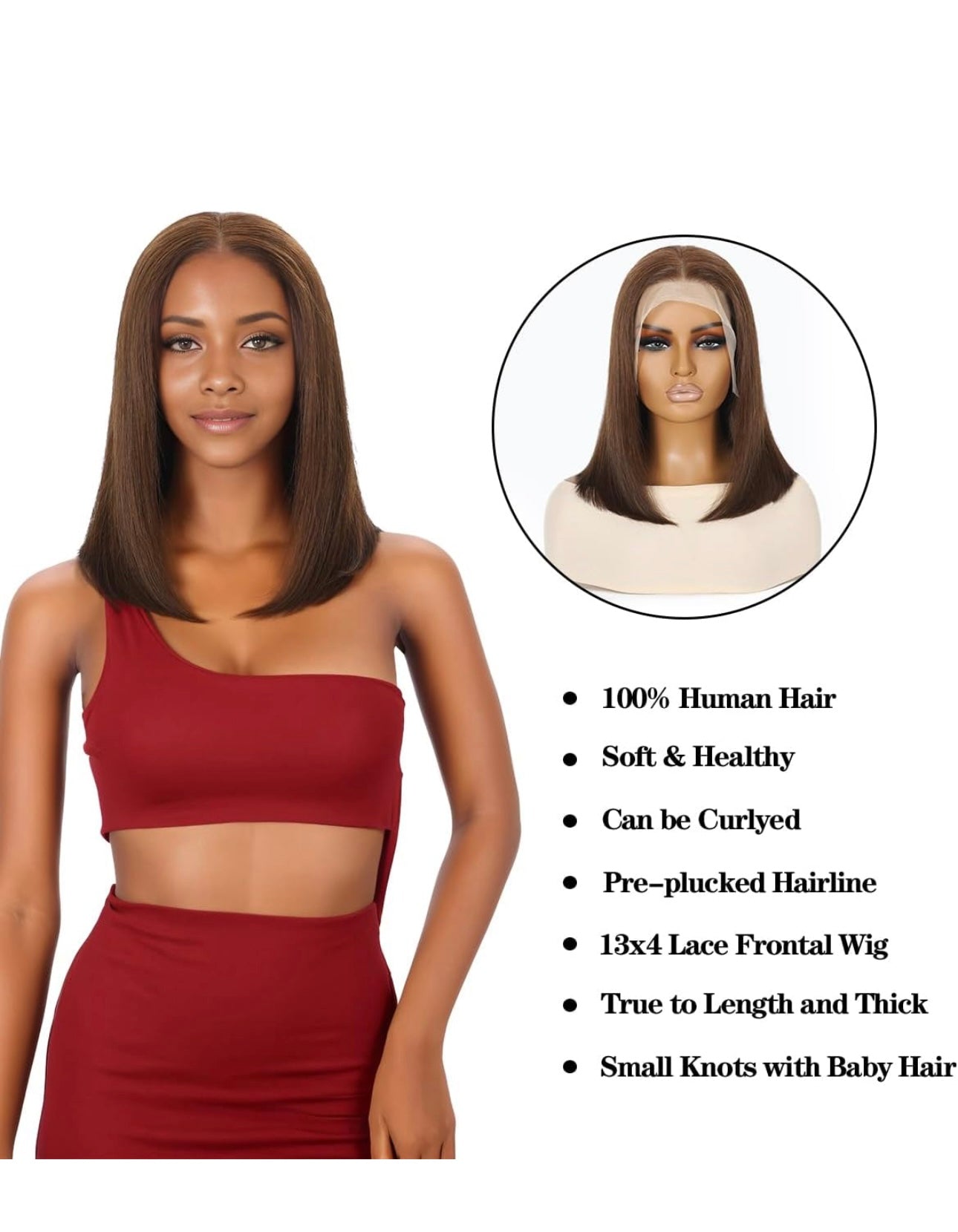 13x4 brown bob #4 lace human hair  wigs