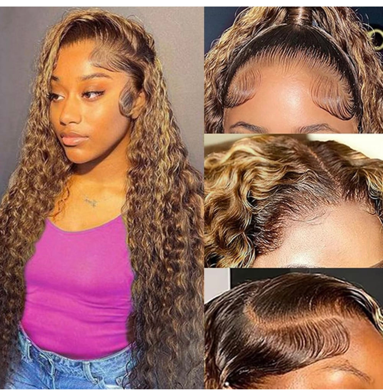 13x4 highlight ombre kinky curly lace frontal 22"