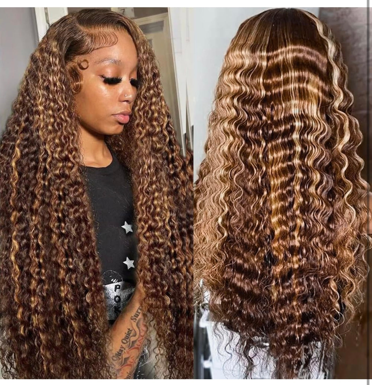 13x4 highlight ombre kinky curly lace frontal 22"