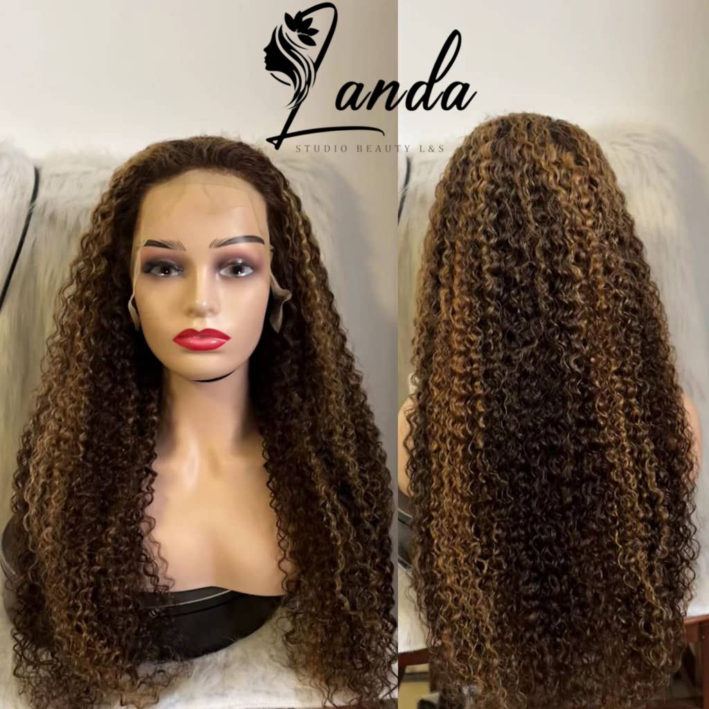 13x4 highlight ombre kinky curly lace frontal 22"