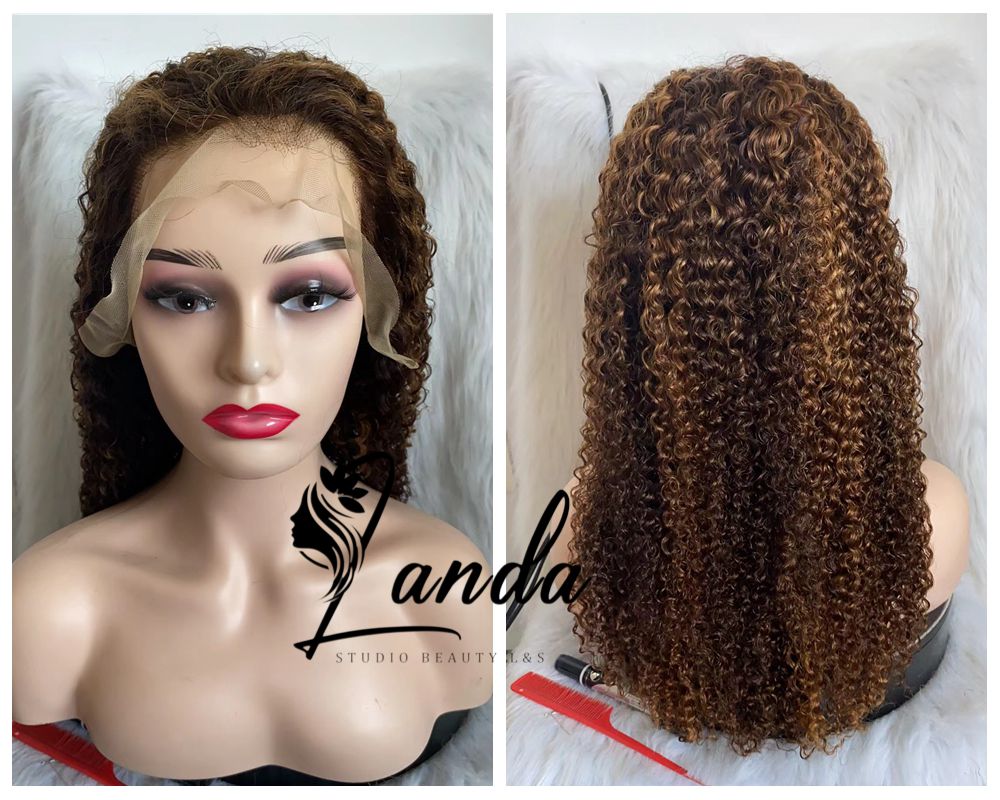 13x4 highlight ombre kinky curly lace frontal 22"