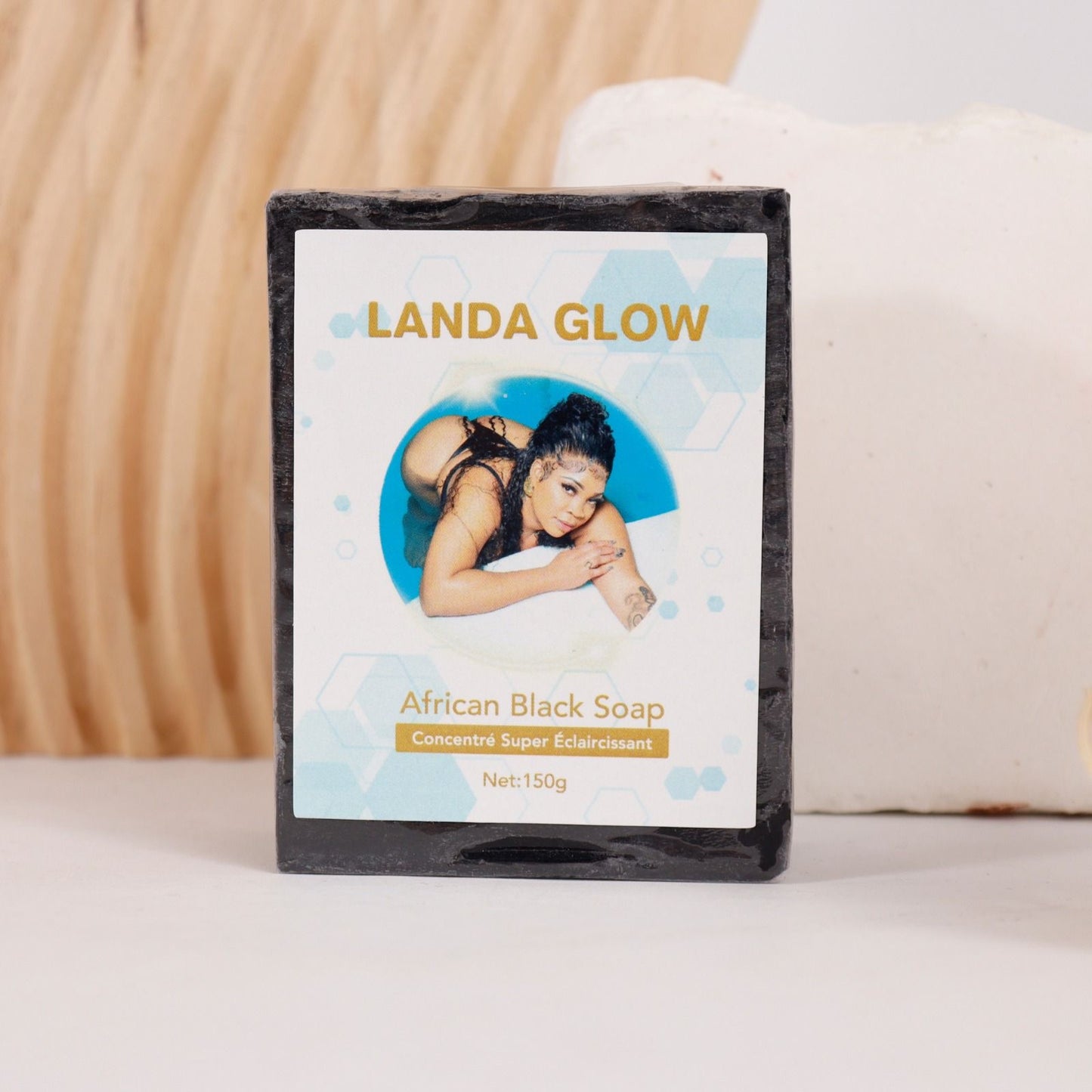 Landa glow African black soap 150g